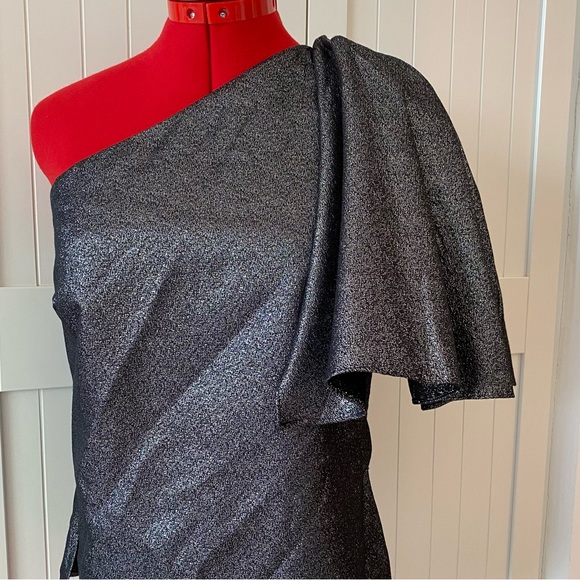 ZARA Metallic One Shoulder Top, Silver, Lined, Women's (US S) - Picture 3 of 16